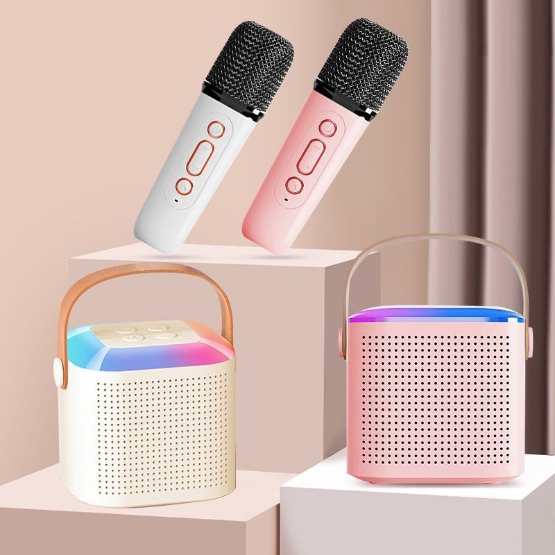 Lune Goose Mini Dubbele Microphone Karaoke Machine Portable Bluetooth Speaker Wireless Long Endurance Subwoofer High-quality Home and Outdoor Karaoke Ktv Singing Machine Fashion Sound Box