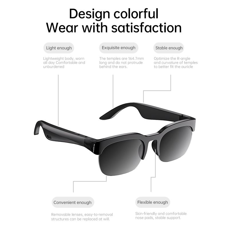 Smart Audio Glasses AI Translation Bluetooth Sunglasses Open Ear Wireless Fashion Earphones Boda Boda Motorcycle Safe Riding Trendy Eyewear Outdoor Sport Headphones with Mic Anti-UV Long Battery