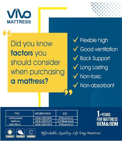 ViVo Mattress High Density Plian Home Living Bed Room Soft and long-lasting Mattress Comfy and Health Mattress from Factory Directly Gray or Black or Brown Color Good quality Best price cofy your home