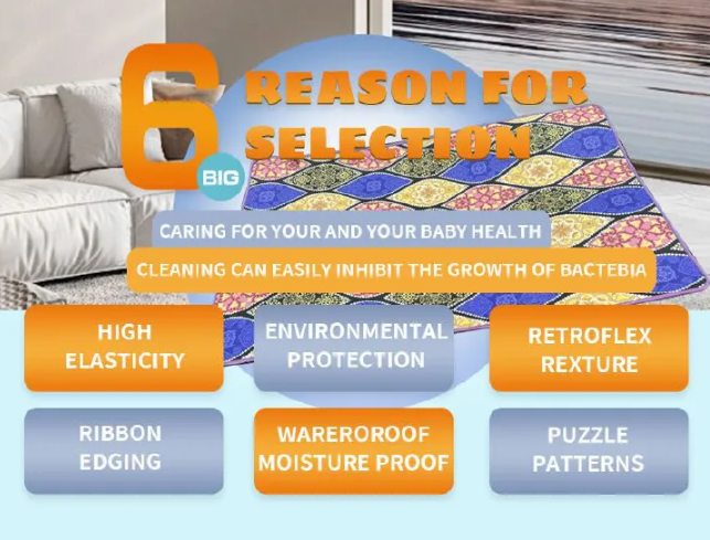 Wholesale Five PCS Play Mat for Children Baby Crawling Mat  4*6.5 / 5*6.5 / 6*6.5 Double-side Printed Waterproof Easy to Clean Warm Floor Carpet Sleeping Mat Floor Mat Picnic Play Mat Children