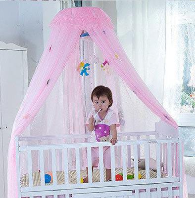 Baby cot round net Baby cot mosquito net canopy made from a tight knit mesh of 256 holes per square inch that keeps out mosquitoes, black flies, wasps, bugs and other pesky insects but allows a cool b