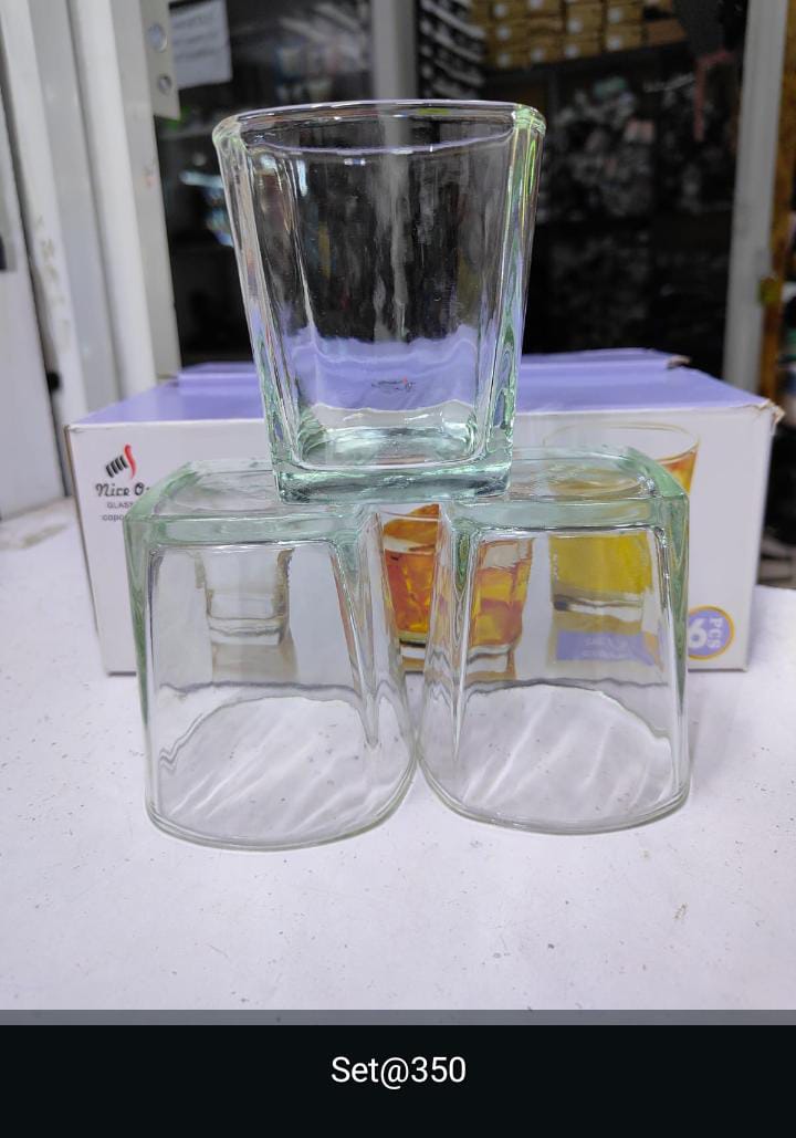 Nice One 6 Pcs WATER & JUICE GLASSES.A set of Stylish 6 Glass Very Clear and Durable products make of Soda Lime.Made of BFA Food grade quality.Ideal for a cold quenching glass of water, fruit juice, f