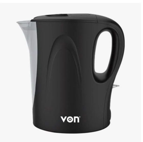 VON 1.7L Cordless Kettle, It has an indicating light to show when the Kettle is switched on. The stainless steel heating element ensures the water is heated faster and evenly