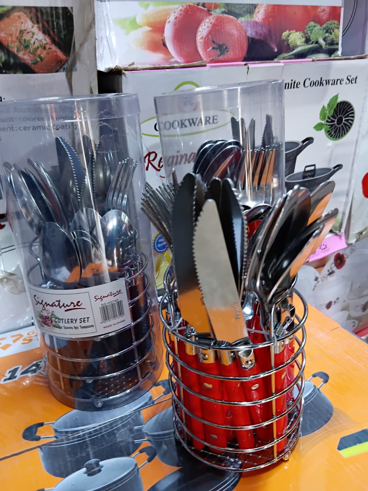 Signature 25 pcs cutlery set 24pcs Stainless Steel Cutlery Set with Plastic Handle and beautifully designed stand, crafted to bring style, convenience, and durability to the modern Kenyan home.