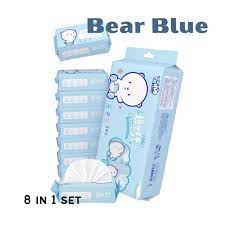 Soft Baby Wet Wipes Hand Mouth Cleaning Mini Portable Wipes Cute (Bear Blue)
