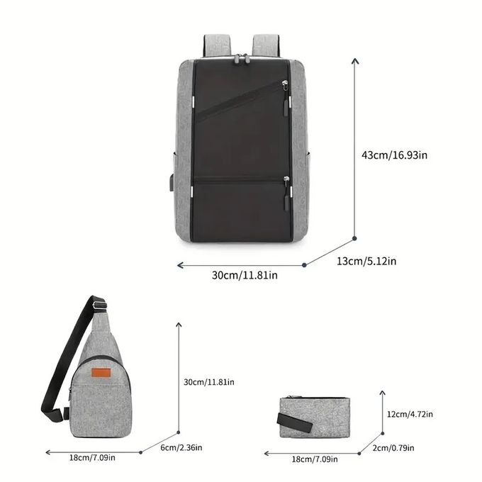 Fashion 3 In 1 Water proof antitheft Business mens Laptop Bag Backpack Crossbody Bag