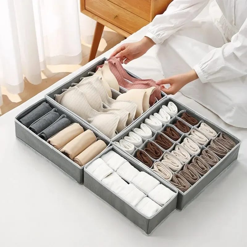 4in1 under garments organizer Makes your storage space neat and clean
Stores bras, panties, underwear, socks, ties, scarves, or anything that you want to access quickly and easily
Lightweight and hand