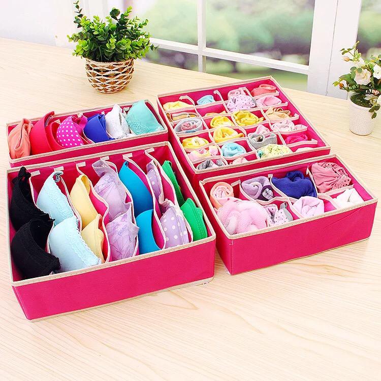 4in1 under garments organizer Makes your storage space neat and clean
Stores bras, panties, underwear, socks, ties, scarves, or anything that you want to access quickly and easily
Lightweight and hand