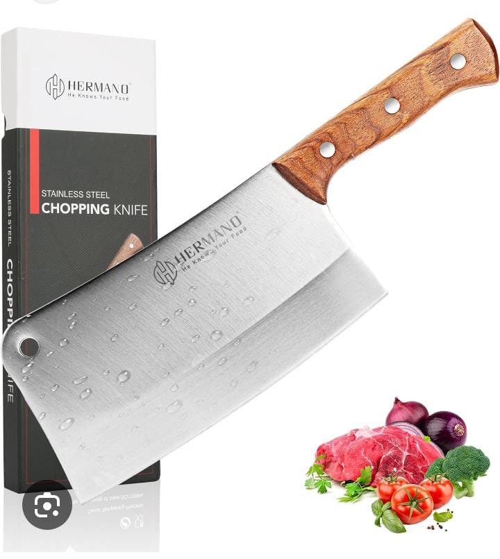 Butcher knife. Ideal for meat prep, chopping bones & BBQ .Durable, rust-resistant, and easy to maintain. Professional performance in your home kitchen