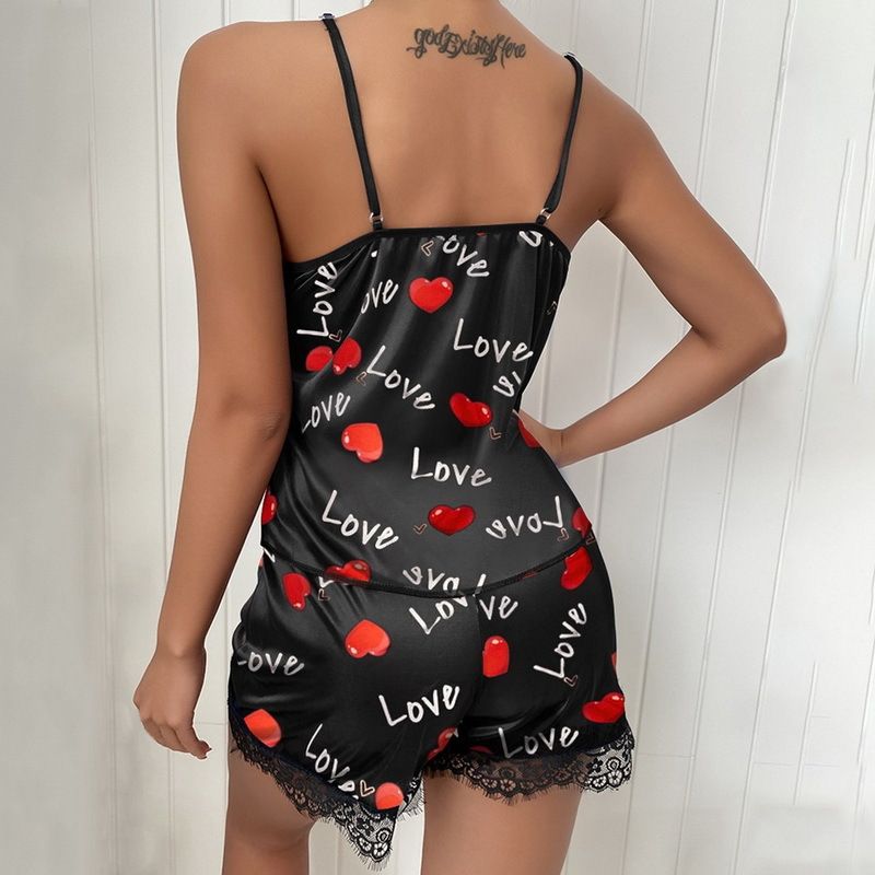 Women Lace Trim Sleeveless Strappy Pajamas Shorts Sleepwear Nightwear Sleeveless Strapless Pijamas 2-piece Set