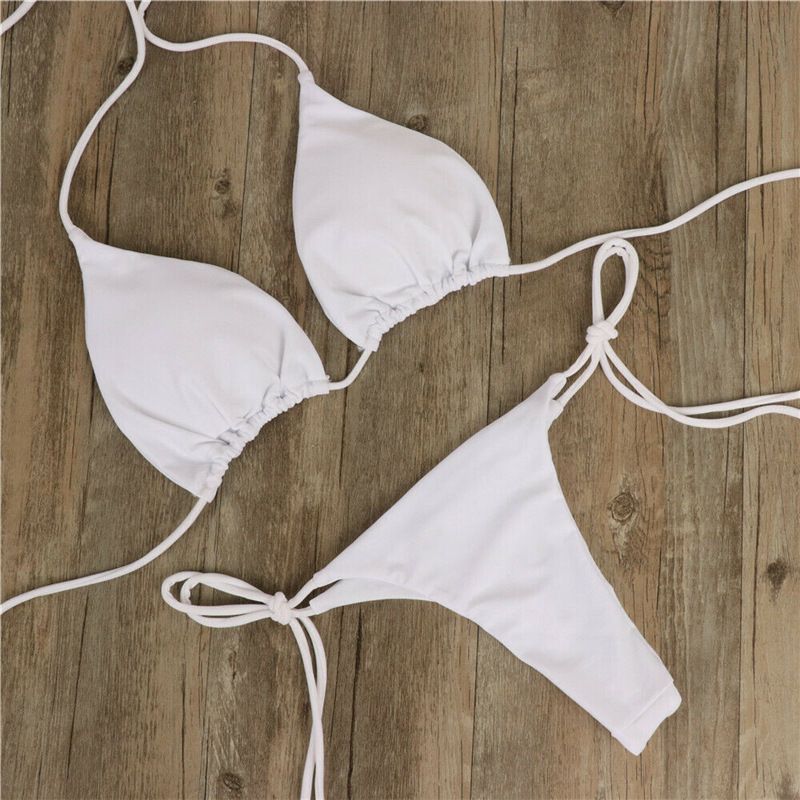 Women Two Piece Swimsuit Sexy Swimwear Halter String Triangle Bikini Sets