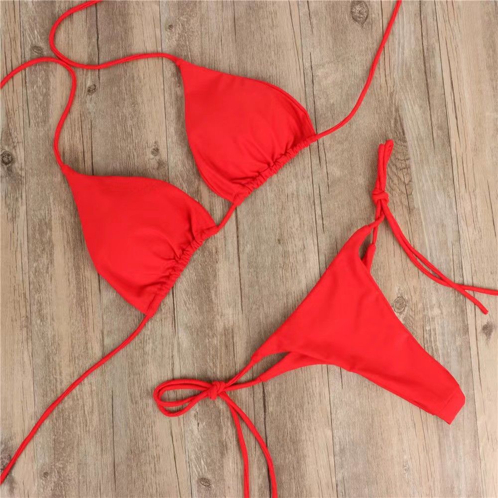 Women Two Piece Swimsuit Sexy Swimwear Halter String Triangle Bikini Sets
