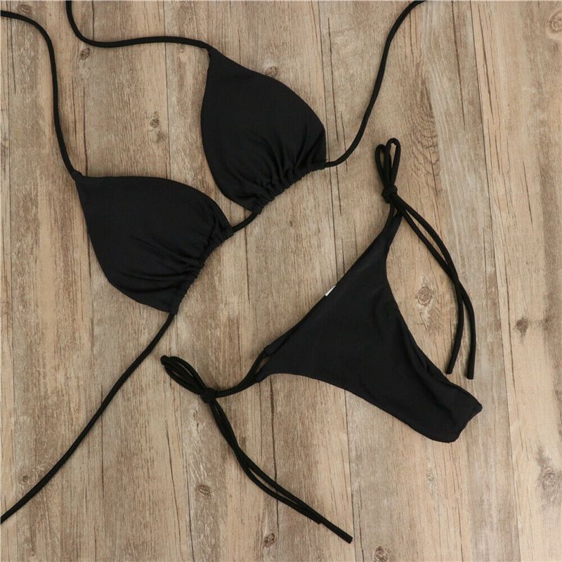 Women Two Piece Swimsuit Sexy Swimwear Halter String Triangle Bikini Sets