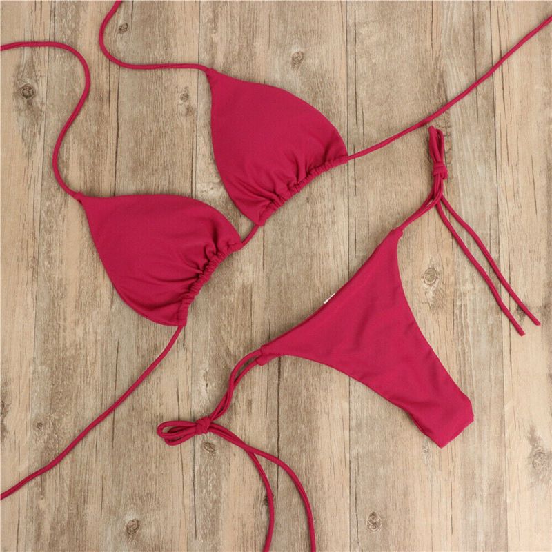 Women Two Piece Swimsuit Sexy Swimwear Halter String Triangle Bikini Sets