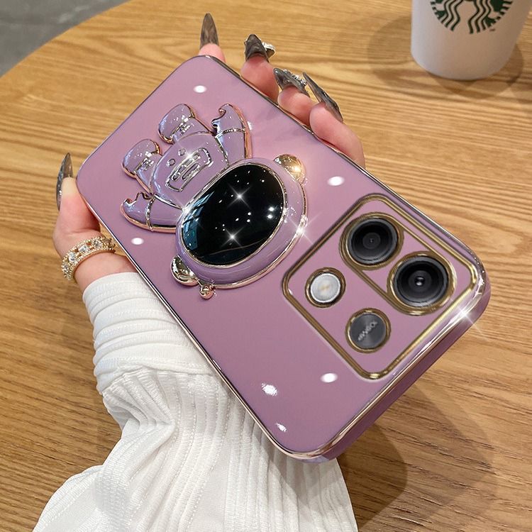Phone Case for OPPO Reno11 F Silicone Astronaut Stand Soft Shell Fall Protection Case