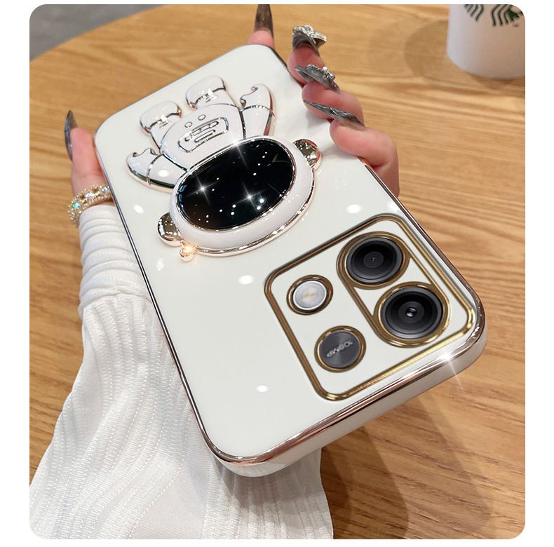 Phone Case for OPPO Reno11 F Silicone Astronaut Stand Soft Shell Fall Protection Case