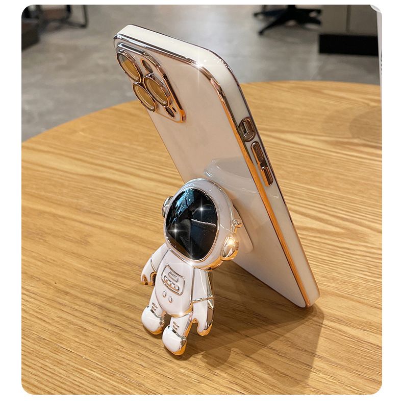 Phone Case for OPPO Reno11 F Silicone Astronaut Stand Soft Shell Fall Protection Case