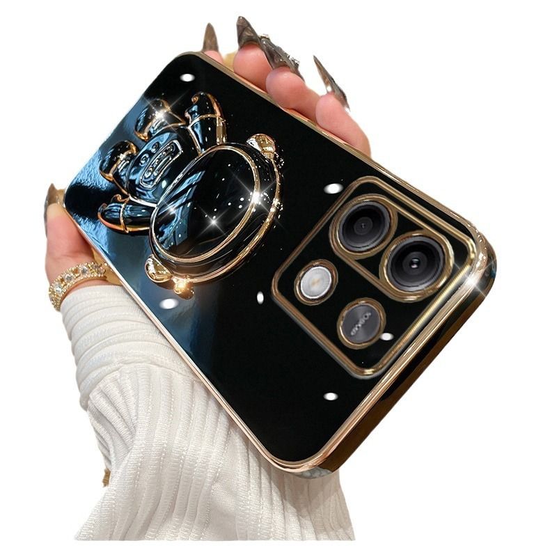 Phone Case for OPPO Reno11 F Silicone Astronaut Stand Soft Shell Fall Protection Case