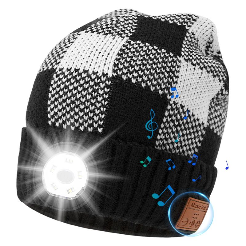Bosttor Bluetooth Beanie Hat with Light, Headlamp Cap with Headphones and Built-in Speaker Mic, Gifts for Men Women Teen