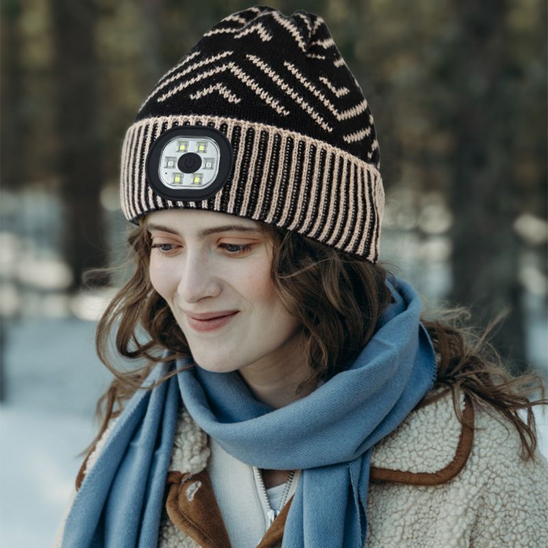 Bluetooth Beanie with a Light, Unisex USB Rechargeable 4 LED Fashlight Hat , Unique Christmas Birthday Gifts for Men Him Husband Teen