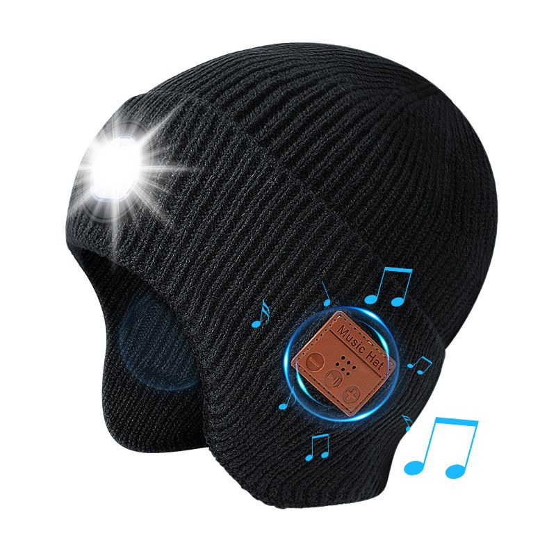Bosttor Bluetooth Beanie Hat with Light, Headlamp Cap with Headphones and Built-in Speaker Mic, Gifts for Men Women Teen