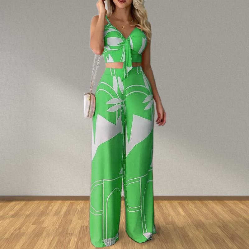 Women's Eegant Straight Trousers Sexy Tops Casual Suits