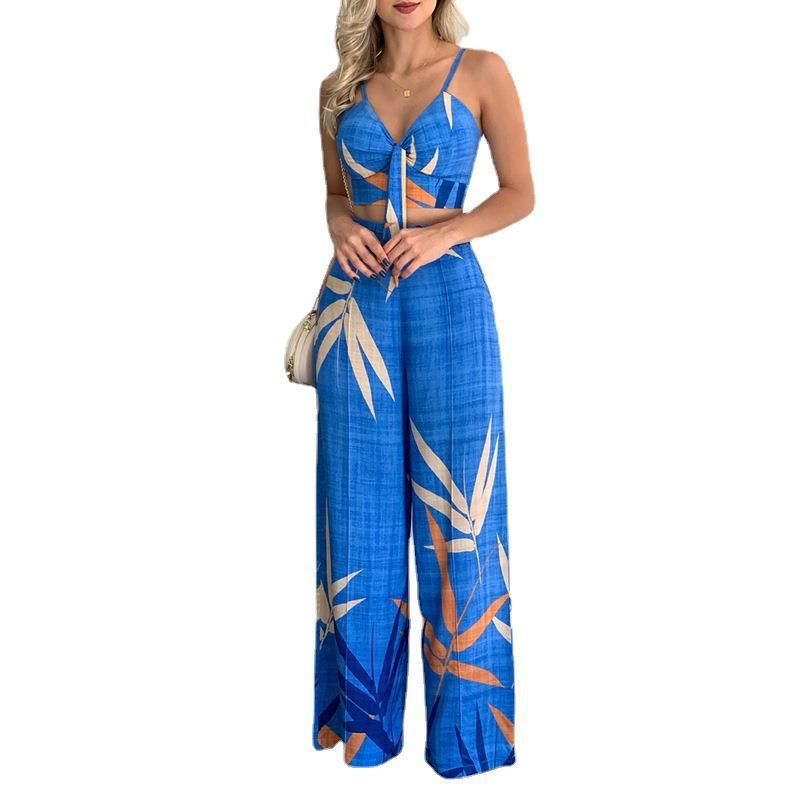 Women's Eegant Straight Trousers Sexy Tops Casual Suits