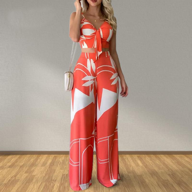 Women's Eegant Straight Trousers Sexy Tops Casual Suits