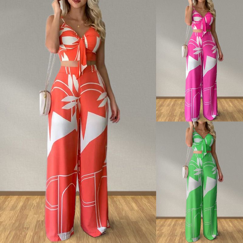 Women's Eegant Straight Trousers Sexy Tops Casual Suits