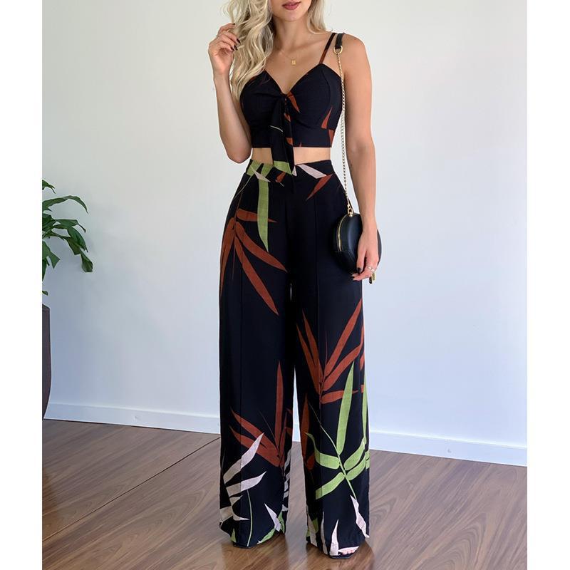 Women's Eegant Straight Trousers Sexy Tops Casual Suits