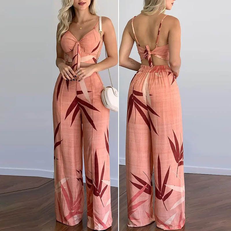 Women's Eegant Straight Trousers Sexy Tops Casual Suits