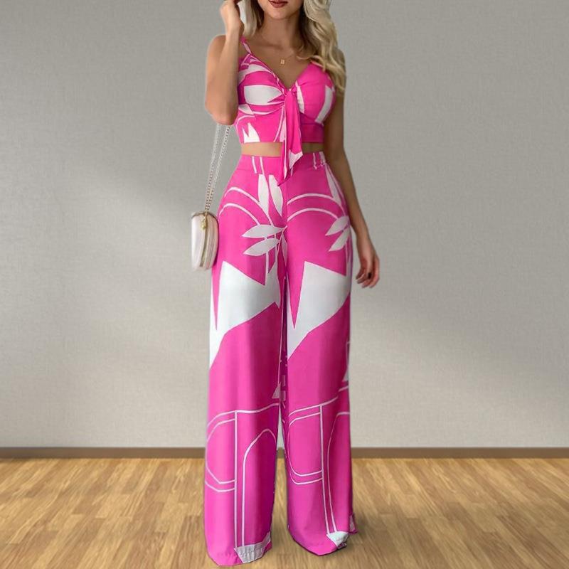 Women's Eegant Straight Trousers Sexy Tops Casual Suits