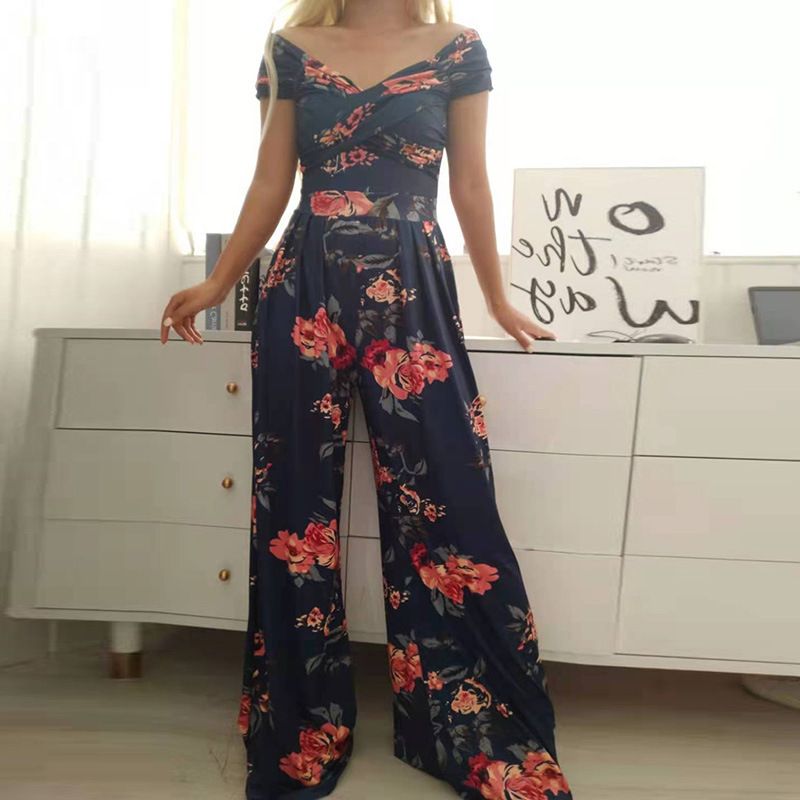 Women's Elegant Printed Wide Leg Jumpsuit