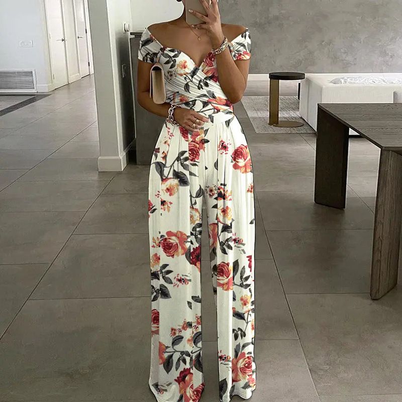 Women's Elegant Printed Wide Leg Jumpsuit