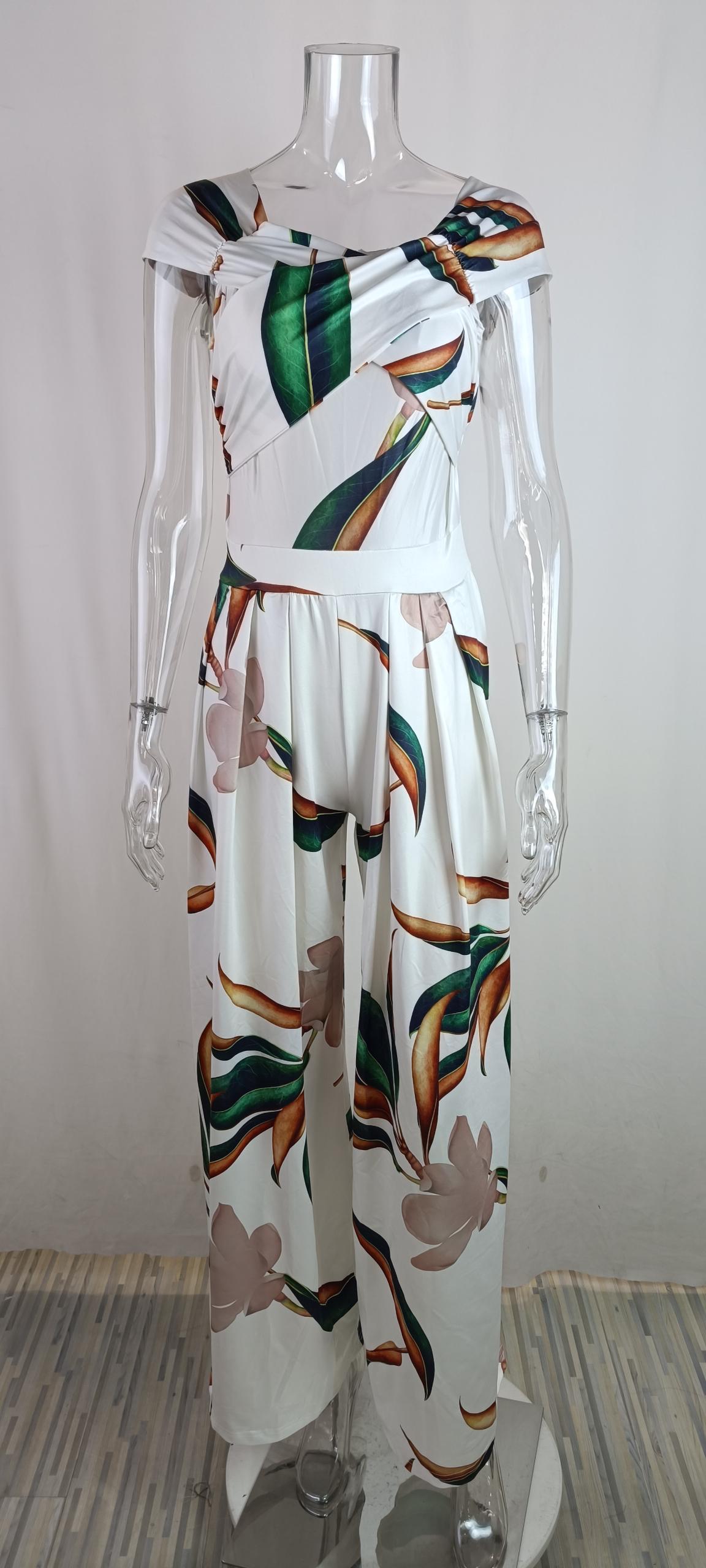 Women's Elegant Printed Wide Leg Jumpsuit