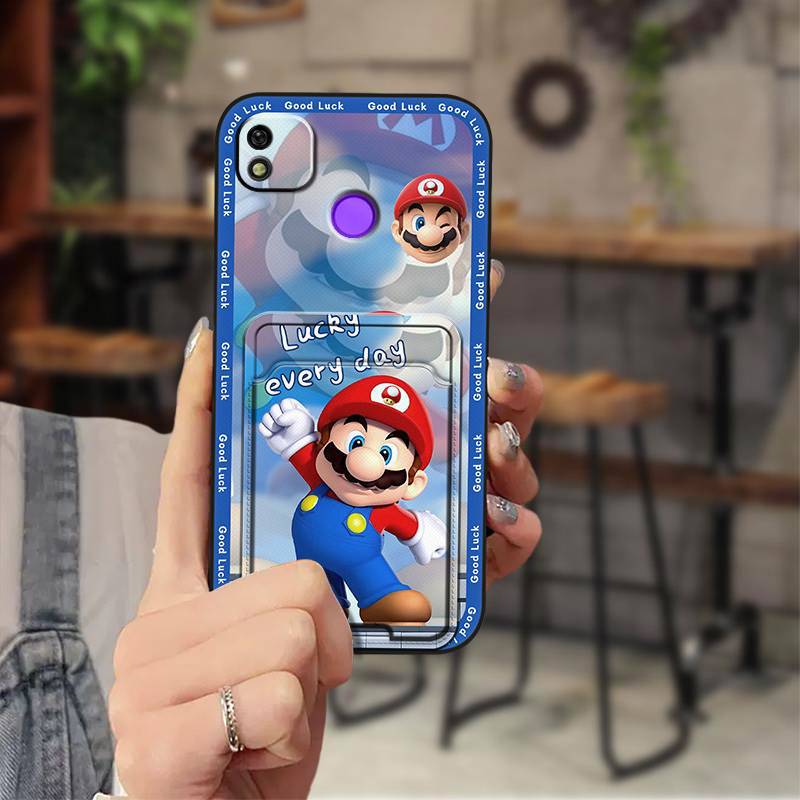 Tecno POP 4/POP 2 Pro/POP 5/POP 6 Lite/POP 7 Cartoon Wallet Phone Case，Shockproof TPU Soft Cover with Card Slot Cover Phone Case for  Tecno Pova 2/3/4/5 Pro/ 6 Neo/Pova Neo 3