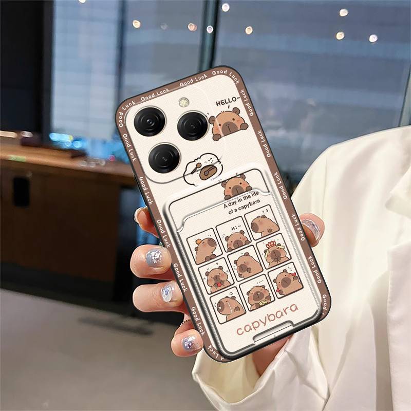 Tecno POP 4/POP 2 Pro/POP 5/POP 6 Lite/POP 7 Cartoon Wallet Phone Case，Shockproof TPU Soft Cover with Card Slot Cover Phone Case for  Tecno Pova 2/3/4/5 Pro/ 6 Neo/Pova Neo 3