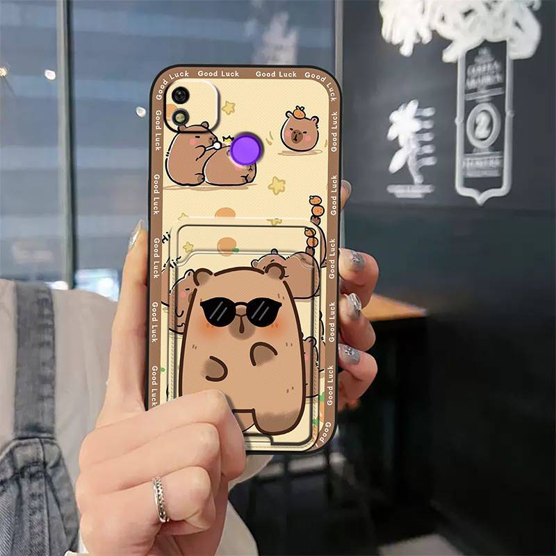Tecno POP 4/POP 2 Pro/POP 5/POP 6 Lite/POP 7 Cartoon Wallet Phone Case，Shockproof TPU Soft Cover with Card Slot Cover Phone Case for  Tecno Pova 2/3/4/5 Pro/ 6 Neo/Pova Neo 3