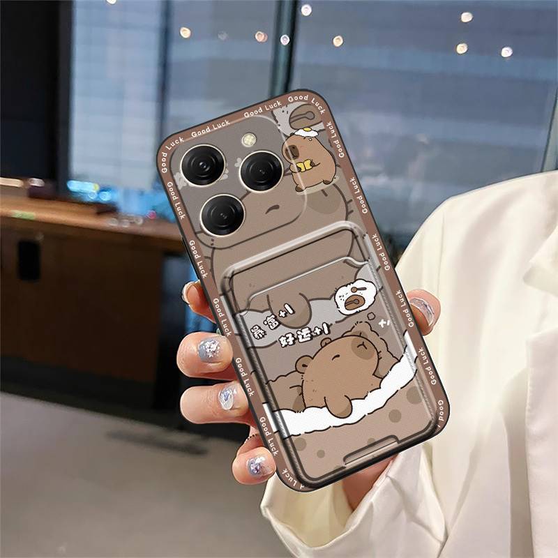 Tecno POP 4/POP 2 Pro/POP 5/POP 6 Lite/POP 7 Cartoon Wallet Phone Case，Shockproof TPU Soft Cover with Card Slot Cover Phone Case for  Tecno Pova 2/3/4/5 Pro/ 6 Neo/Pova Neo 3