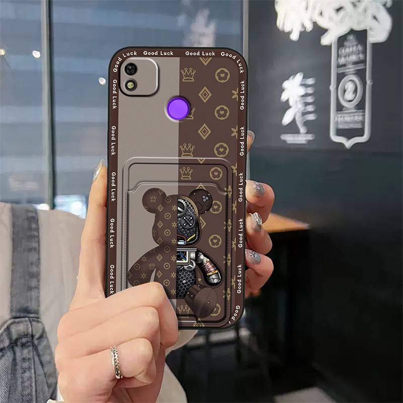 Tecno POP 4/POP 2 Pro/POP 5/POP 6 Lite/POP 7 Cartoon Wallet Phone Case，Shockproof TPU Soft Cover with Card Slot Cover Phone Case for  Tecno Pova 2/3/4/5 Pro/ 6 Neo/Pova Neo 3