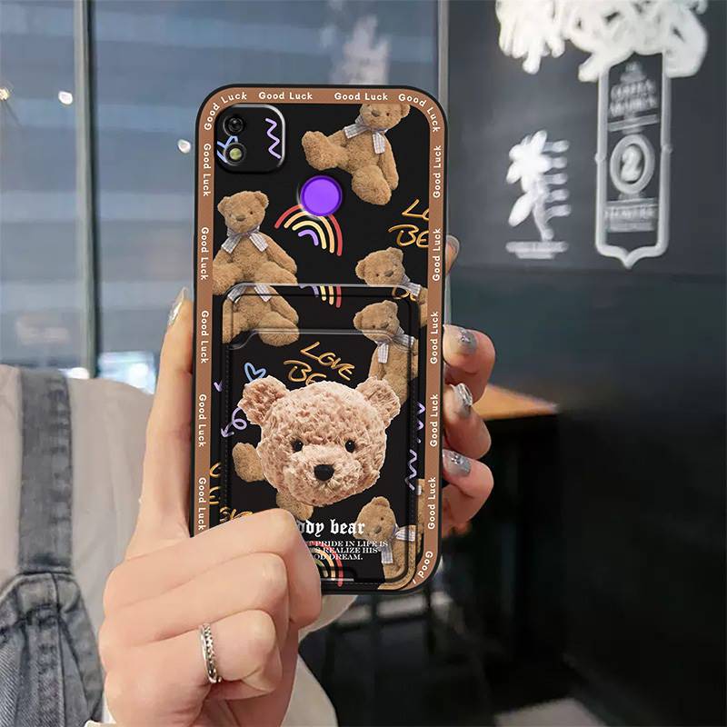 Tecno POP 4/POP 2 Pro/POP 5/POP 6 Lite/POP 7 Cartoon Wallet Phone Case，Shockproof TPU Soft Cover with Card Slot Cover Phone Case for  Tecno Pova 2/3/4/5 Pro/ 6 Neo/Pova Neo 3