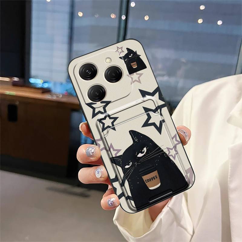 Tecno POP 4/POP 2 Pro/POP 5/POP 6 Lite/POP 7 Cartoon Wallet Phone Case，Shockproof TPU Soft Cover with Card Slot Cover Phone Case for  Tecno Pova 2/3/4/5 Pro/ 6 Neo/Pova Neo 3