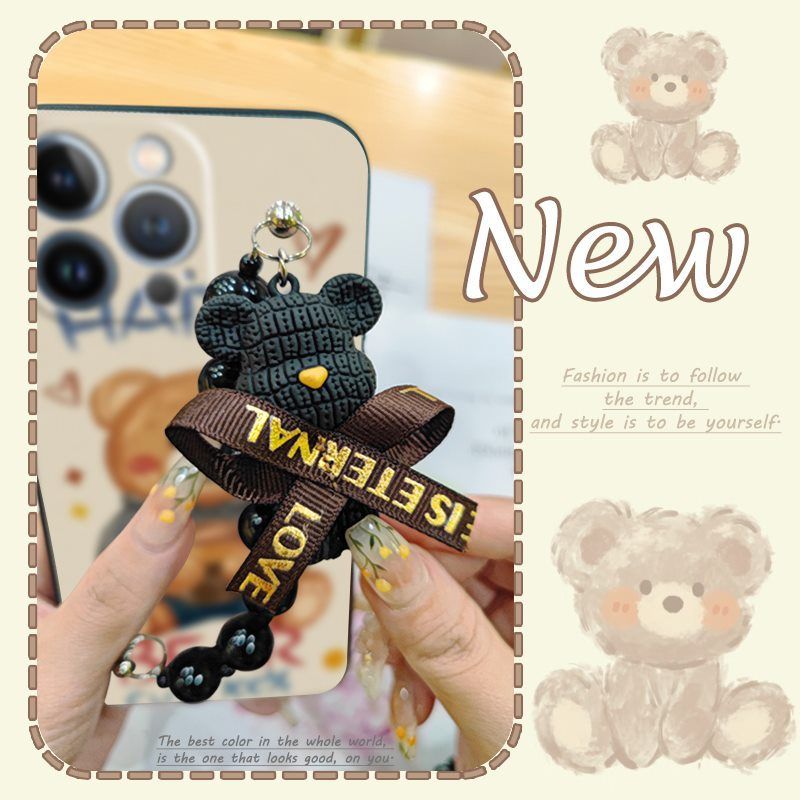 Tecno Camon 20 Pro/19 Neo/18 Premier/17P/15/12/11 Tecno Spark 20 Pro/10C/9/8P Phone Case, Cute Cartoon Soft Silicone Cover, Non-Slip TPU Gel Protective Case with Bear Charm Strap