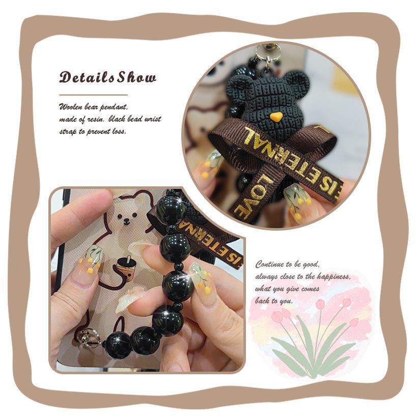 Tecno POP 4/POP 2 Pro/POP 5/POP 6 Lite/POP 7 Phone Case, Cute Cartoon Soft Silicone Cover, Non-Slip TPU Gel Protective Case with Bear Charm Strap for Tecno Pova 2 Tecno W5