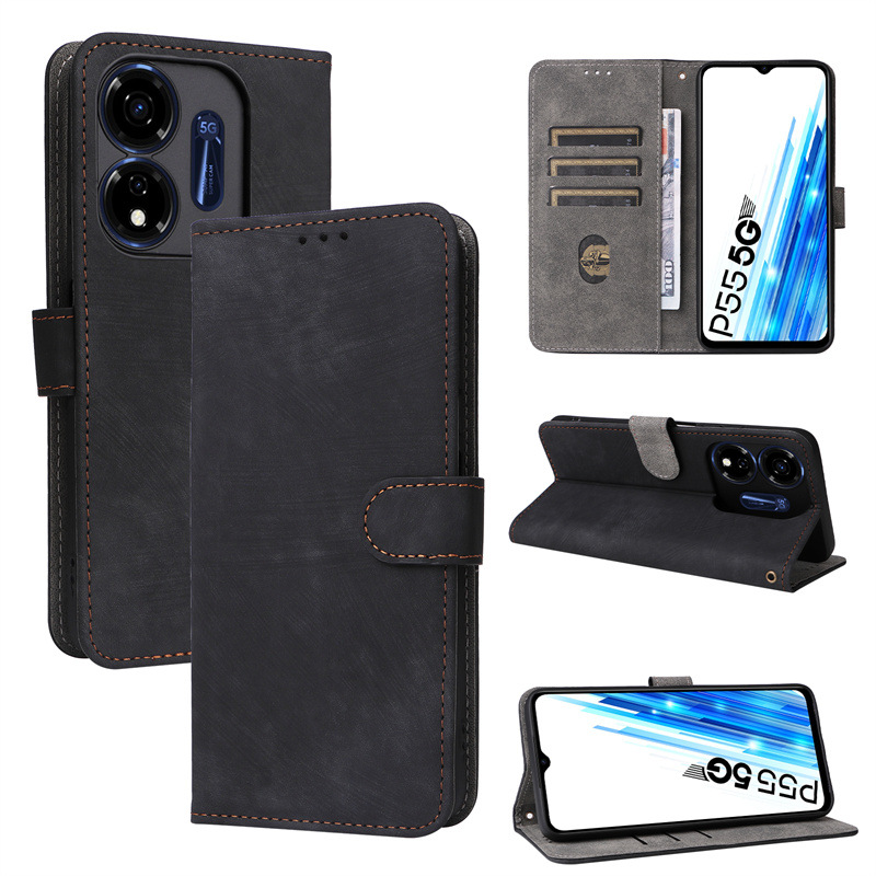 Itel P55 5G Leather Phone Case with RFID Blocking Credit Card Holder,PU Wallet Flip Folio Case for Itel Power P55 5G/P55 Plus/P663LN