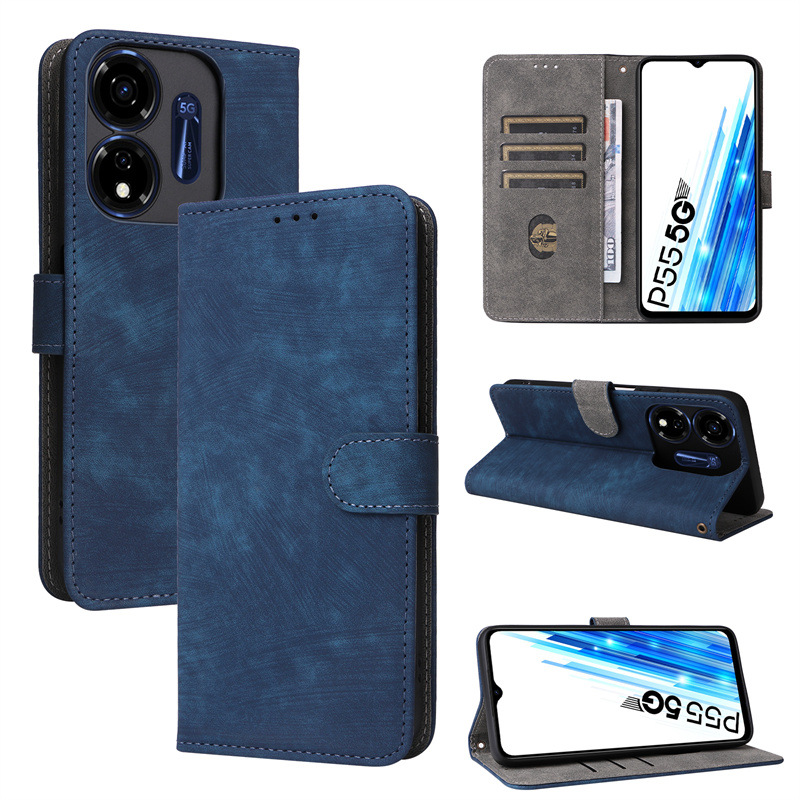 Itel P55 5G Leather Phone Case with RFID Blocking Credit Card Holder,PU Wallet Flip Folio Case for Itel Power P55 5G/P55 Plus/P663LN