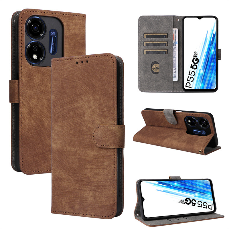 Itel P55 5G Leather Phone Case with RFID Blocking Credit Card Holder,PU Wallet Flip Folio Case for Itel Power P55 5G/P55 Plus/P663LN