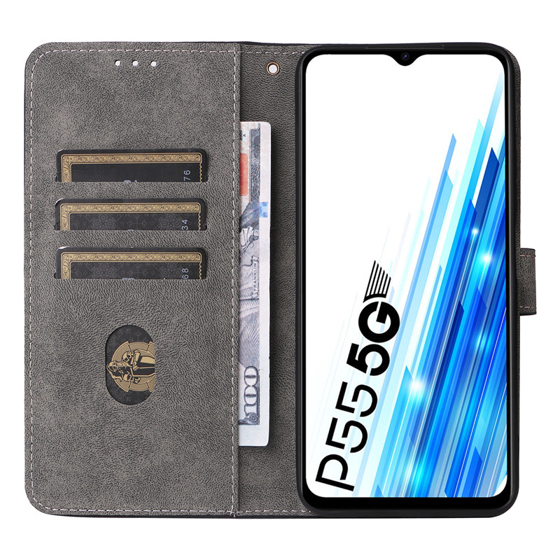 Itel P55 5G Leather Phone Case with RFID Blocking Credit Card Holder,PU Wallet Flip Folio Case for Itel Power P55 5G/P55 Plus/P663LN