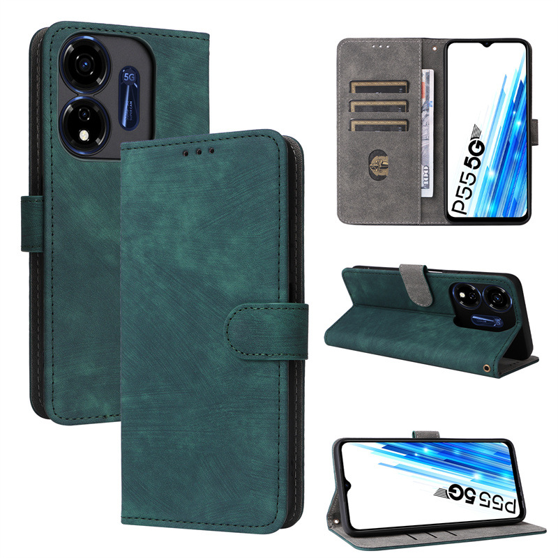 Itel P55 5G Leather Phone Case with RFID Blocking Credit Card Holder,PU Wallet Flip Folio Case for Itel Power P55 5G/P55 Plus/P663LN