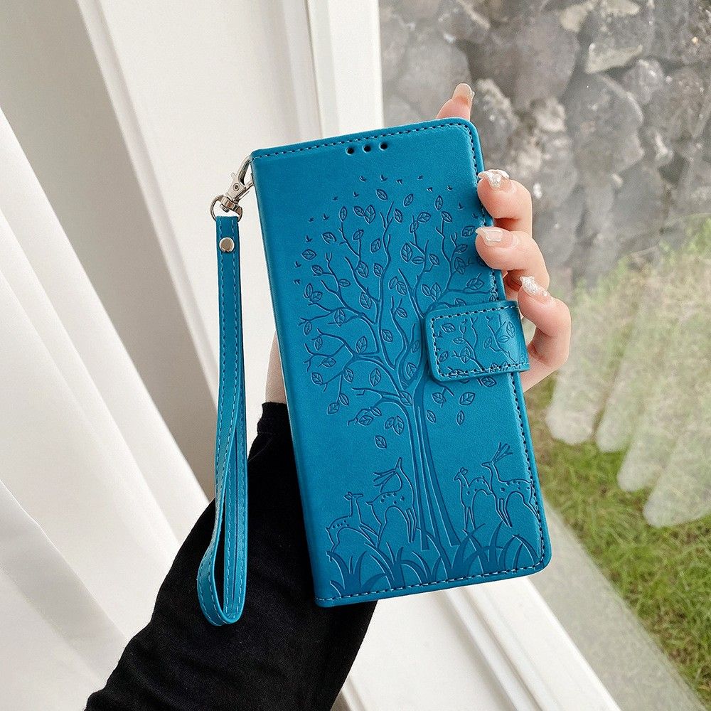 Tecno Camon 50 4G/X821/Camon 50 Pro 4G/X824 Leather Phone Case,Wallet Women Flip Cover with Credit Card Holders Embossed PU Leather Stand Wrist Strap Purse Protective Case for Tecno Camon 50 4G/X821